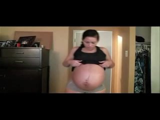 pregnant twinner with huge ass shows off her belly